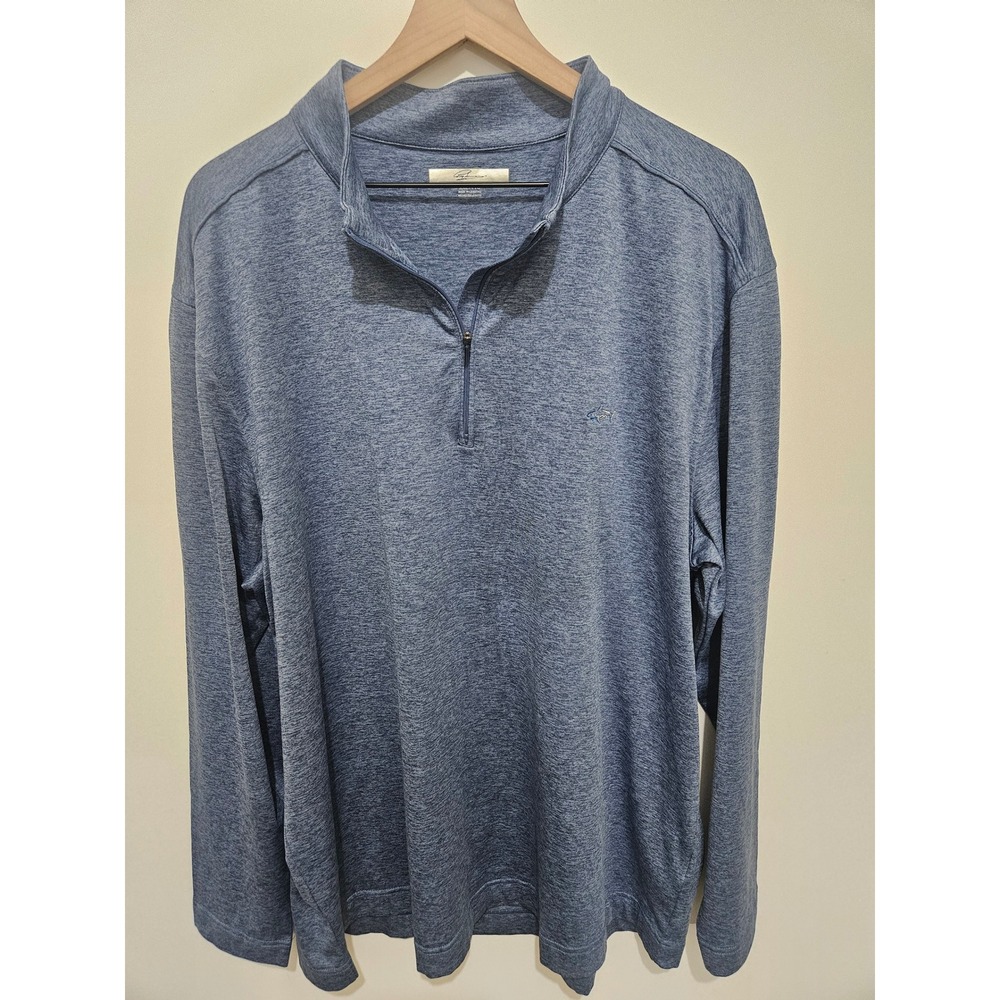 Greg Norman Mens Blue Heathered Quarter Zip Pullover Golf Shirt XXL Long Sleeve